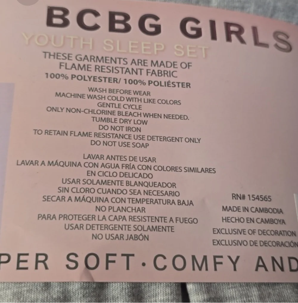 BCBG Girls Youth 4-piece Gray, Pink, Purple Lounge Sleep Set NWT